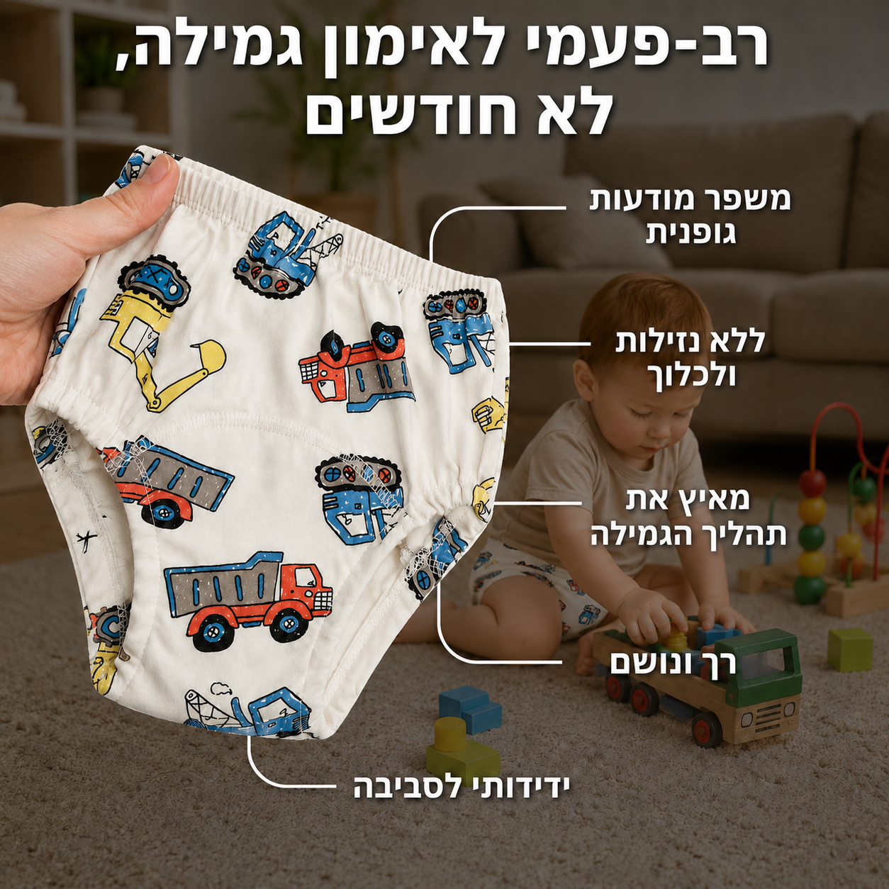 WetWise תחתוני גמילה מחיתולים רב פעמיים
